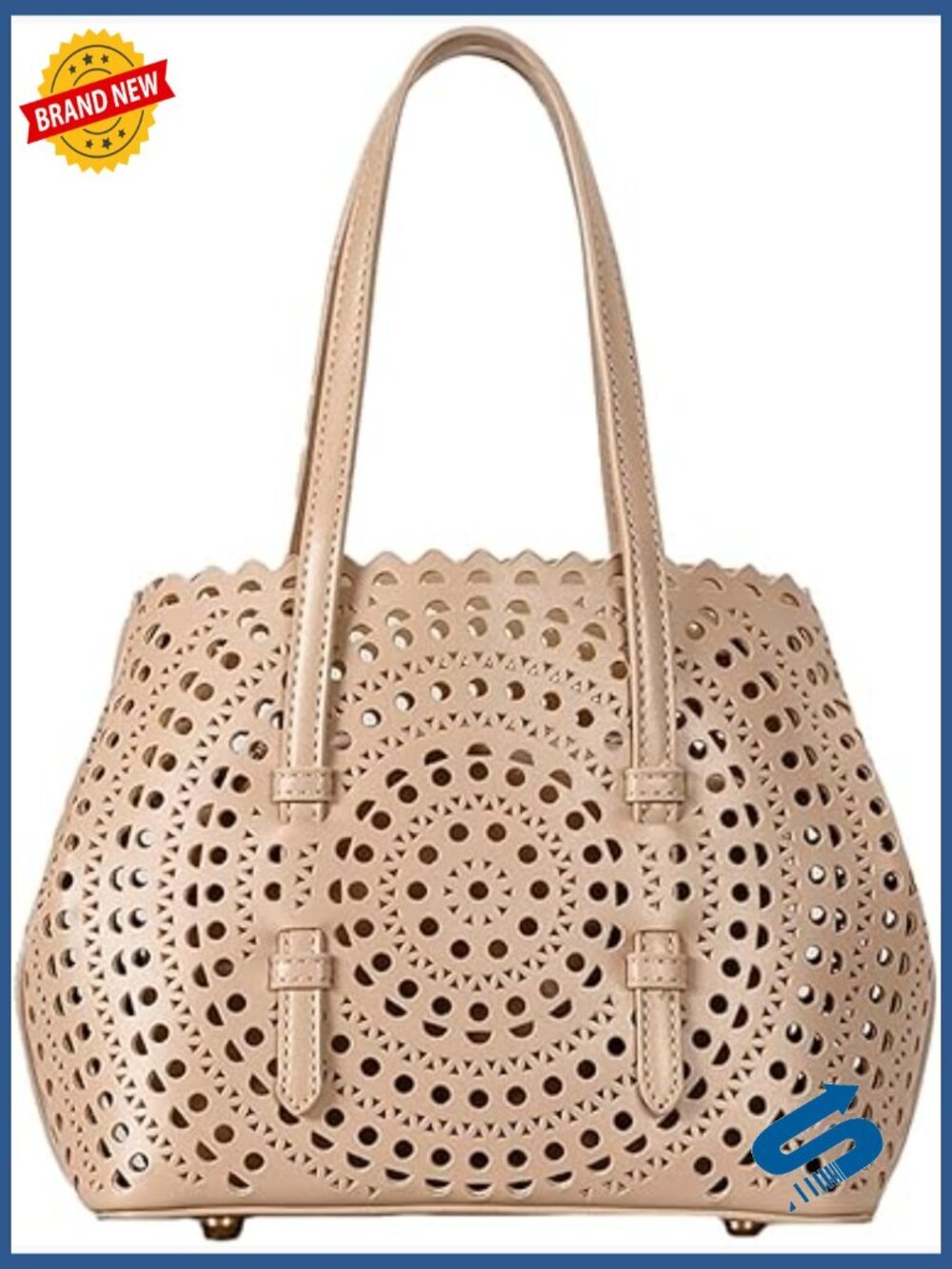 Small Vegan Leather Tote Bag Hollow Bucket Purse Adjustable Crossbody